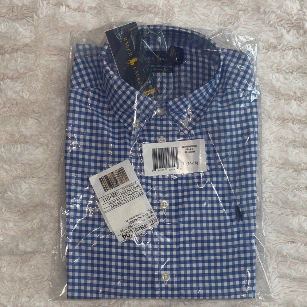 Ralph Lauren Kids Blue Checkered Button-Down Shirt